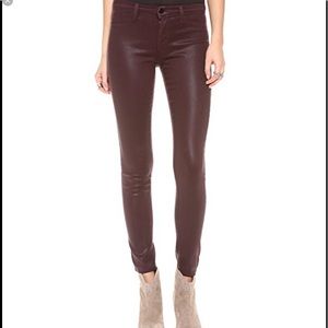 J brand Leather Coated Burgundy Skinny Jeans 26